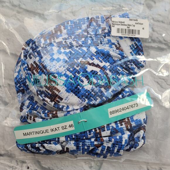 Melissa Odabash Martinique Blue Print Bandeau Bikini size Large - Picture 13 of 13